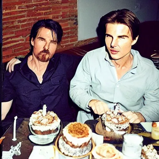 Prompt: Walter White and Tom Cruise having a birthday party together, photo