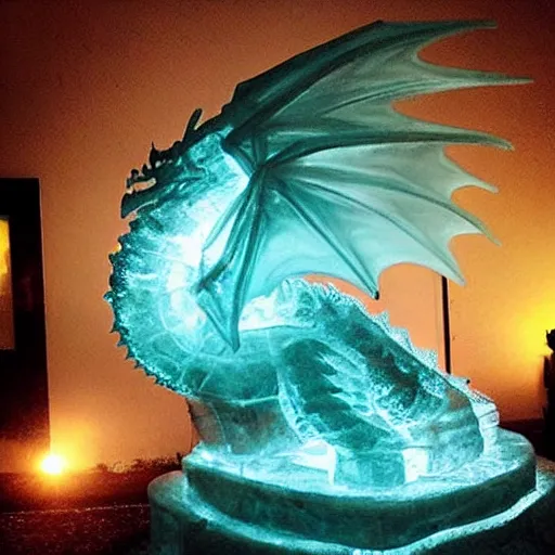 Image similar to “fire breathing dragon, ice sculpture”