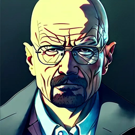 Image similar to walter white, webtoon, trending on pixiv fanbox, painted by greg rutkowski makoto shinkai takashi takeuchi studio ghibli, akihiko yoshida