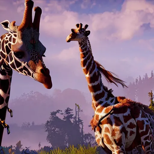 Prompt: Horizon Zero Dawn giraffe