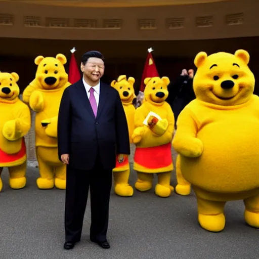 Prompt: Xi Jinping looking like Winnie the Pooh, parody