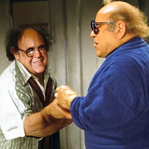 Prompt: danny devito paying the troll toll movie still