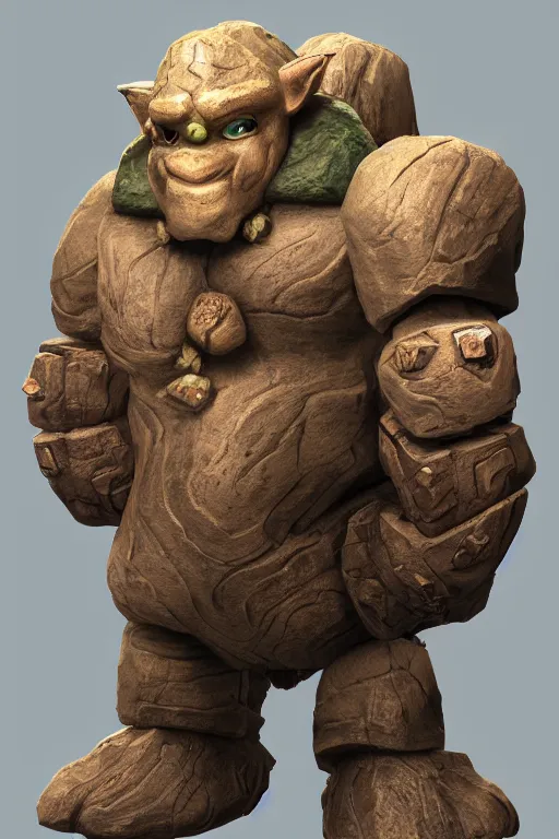 Image similar to zelda fantasy art giant golem troll wood rock greeble gemstone, global illumination ray tracing hdr fanart arstation by sung choi and eric pfeiffer and gabriel garza and casper konefal