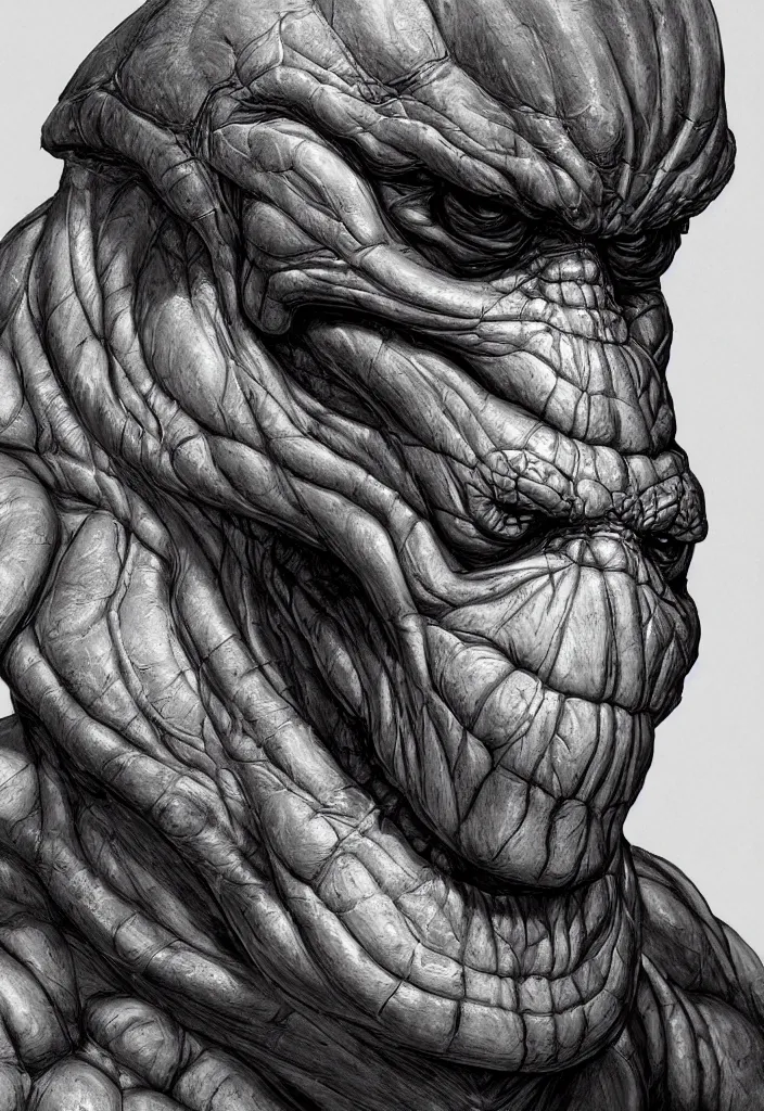 Image similar to uhd hyperrealistic photorealisitc hyperdetailed detailed full body concept art portrait of a new villain from tmnt, dynamic lighting, hopeless emotions, by beksinski, sharp focus, artstation hq, 8 k, intricate, subsurface scattering, ray tracing, vivid colors, octane render