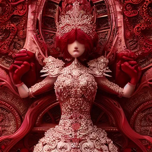 Image similar to princess of ruby, ornate, intricate, hyper detailed, masterpiece, 4 k, octane render