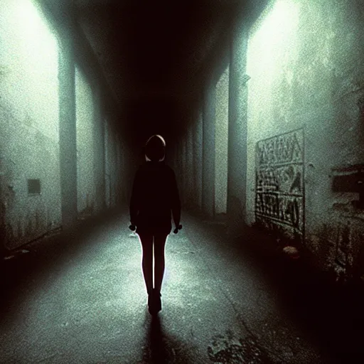 Image similar to supermidel in silent hill, 8 k, realistic, annie leibovitz photography