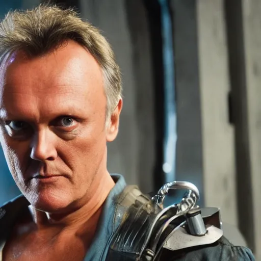 Image similar to Anthony Head as Cyberpunk Uther