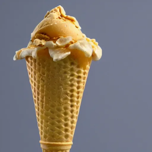 Prompt: a high clarity amber ice cream cone, elegant and ornate,