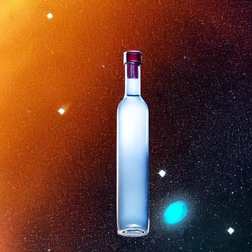 Prompt: A Vodka Bottle flying on the universe, 8K, Ultra Detailed, Very Impressive, smooth and sharp focus
