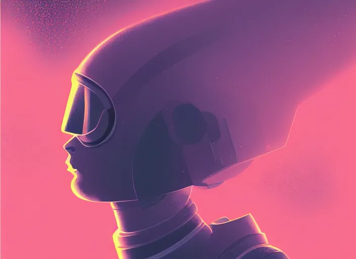 Image similar to portrait of a young astronaut girl, colorful, modern art deco, mads berg, karolis strautniekas, christopher balaskas, stippled light, fog, moody, fine texture, editorial illustration, dramatic lighting, dynamic composition, detailed, matte print, dynamic perspective, muted color