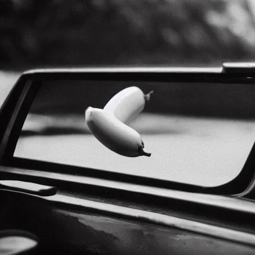 Prompt: movie still of a lone banana on the front seat, cinematic Eastman 5384 film