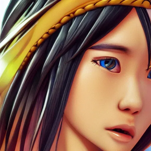 Image similar to highly detailed close up portrait of Toph Bei Fong, studio lightning, bright colors, intricate, masterpiece, photorealistic, hiperrealistic, sharp focus, high contrast, Artstation HQ, DeviantArt trending, 4k UHD, Unreal Engine 5