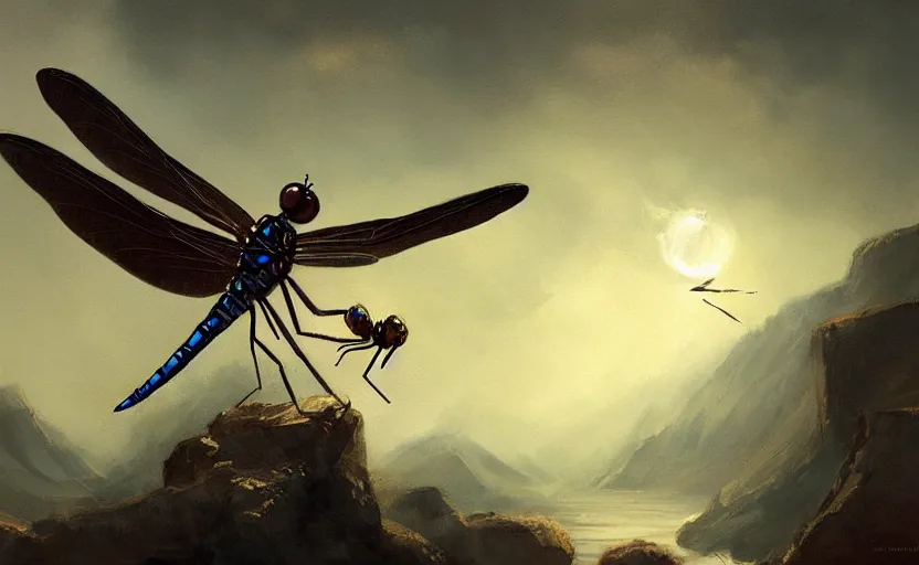 Image similar to A painting of a Dragonfly trending on artstation in the style of Greg Rutkowski