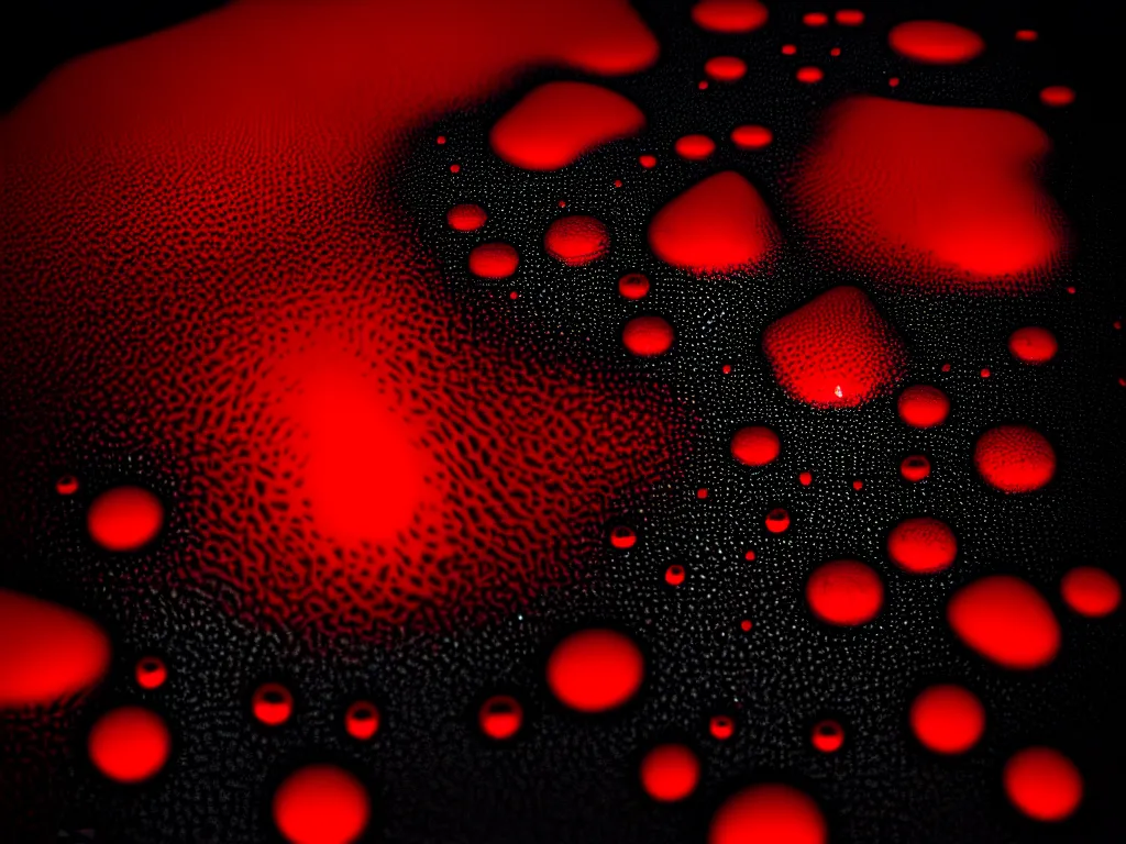 Prompt: a beautiful red and black 3 d geometrically printed liquid droplets melting into each other psychedelic, dripping black iridescent liquid, confident, moody, dramatic, introspective, 4 k, trending on artstation, photorealistic, volumetric lighting, octane render