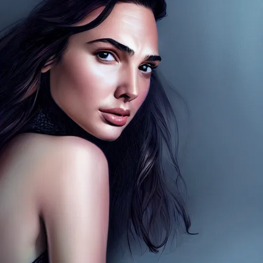 Image similar to a beautiful portrait of gal gadot by Karmen loh and, detailed, proportional, trending on art station, 4k