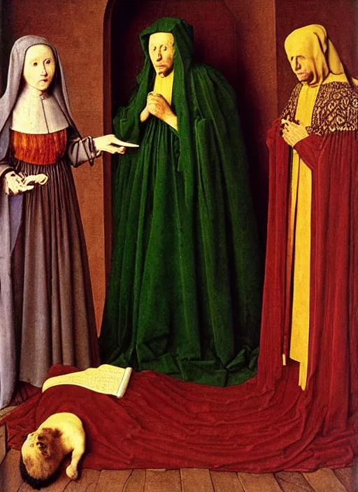 Image similar to remember you must die, art by jan van eyck,