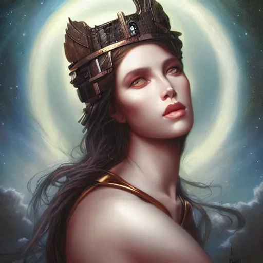 Image similar to a beautiful portrait of a celestial goddess by Jim Burns and Tom Bagshaw