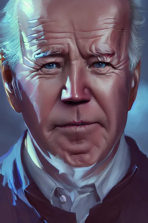 Image similar to joe biden, full face, anime, fantastic details, pixiv, hyperdetailed unreal engine, stanley artgerm lau, wlop, rossdraws, james jean marc, simonetti ruan jia and mandy jurgens and artgerm and sakimichan, illustration, digital art, concept art, manga cover