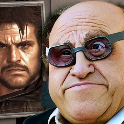 Image similar to danny devito as solid snake from metal gear solid