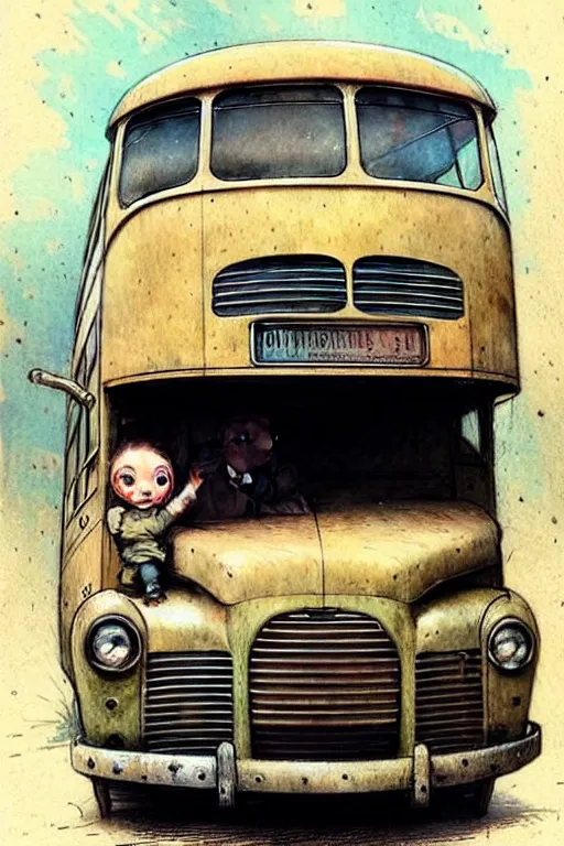 Prompt: ( ( ( ( ( 1 9 5 0 s bus. muted colors. ) ) ) ) ) by jean - baptiste monge!!!!!!!!!!!!!!!!!!!!!!!!!!!