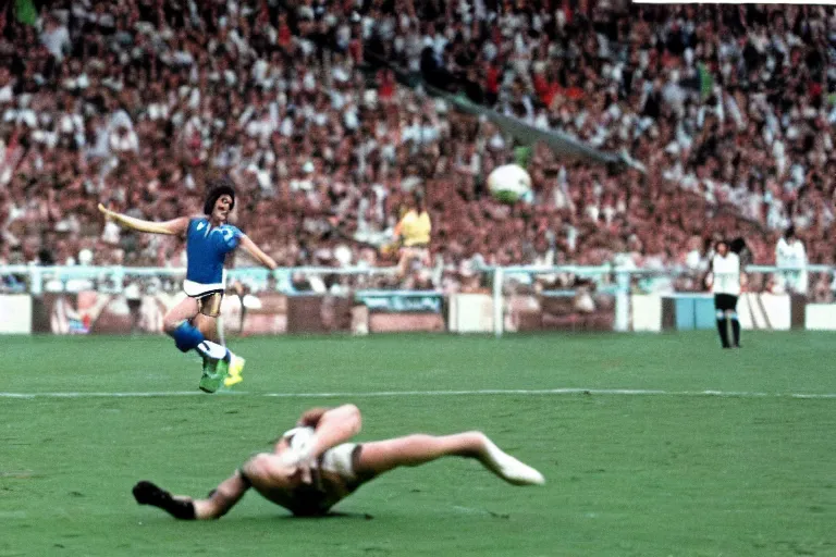 Prompt: diego maradona scoring a hand of god goal against a capybara goal keeper