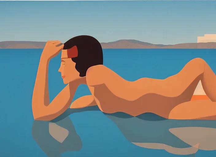 Prompt: on the beach, kenton nelson, hiroshi nagai