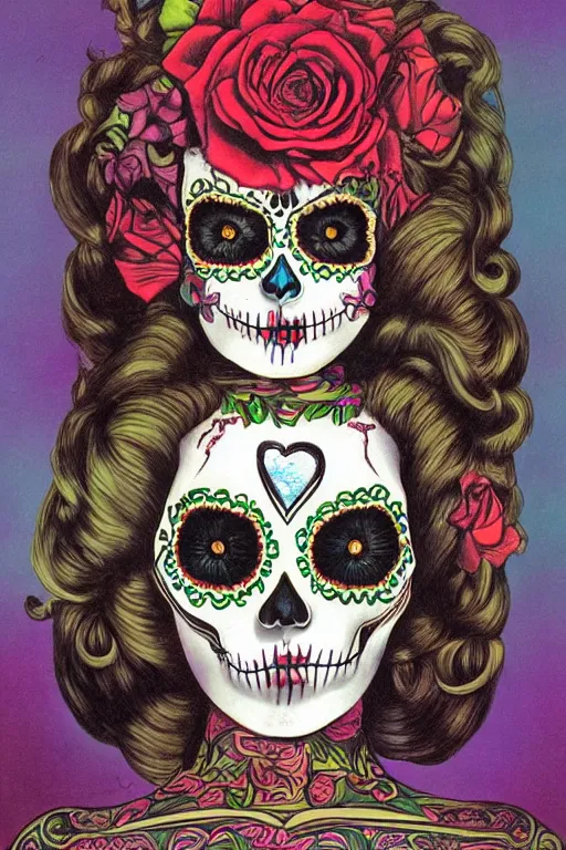 Image similar to Illustration of a sugar skull day of the dead girl, art by Salvador Dali