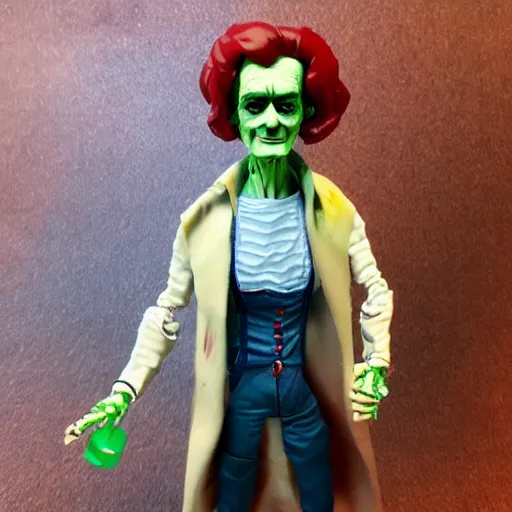 Image similar to fuzzy mary shelley stop motion vinyl action figure, plastic, toy, butcher billy style