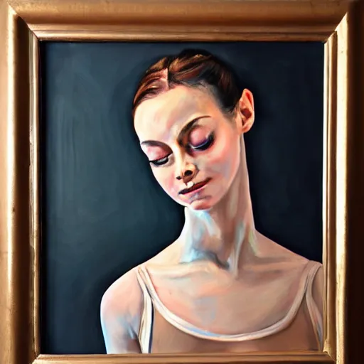 Prompt: portrait of a ballerina, impasto paint, 8 k, cinematic light, shadows, reflection highlights in the paint,
