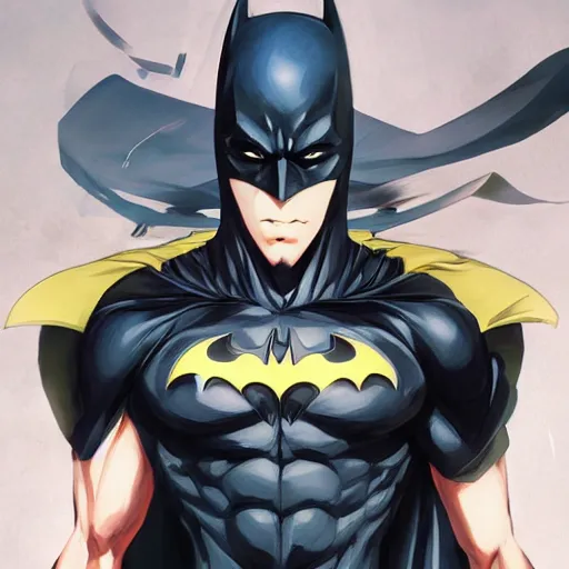 Image similar to anime portrait of batman as an anime antagonist by Stanley Artgerm Lau, WLOP, Rossdraws, James Jean, Andrei Riabovitchev, Marc Simonetti, and Sakimichan, trending on artstation