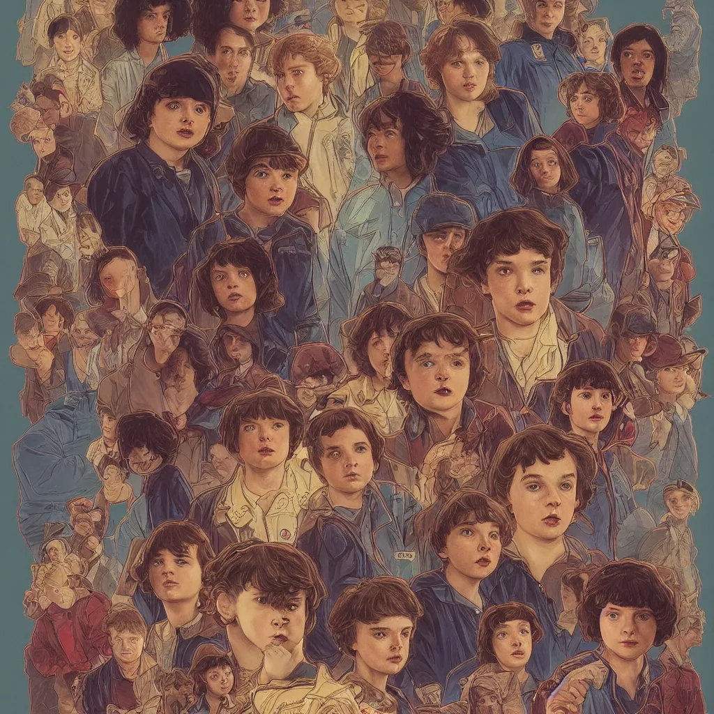 Prompt: Stranger things season 5, highly detailed, digital painting, artstation, concept art, smooth, sharp focus, illustration, ArtStation, art by artgerm and greg rutkowski and alphonse mucha and J. C. Leyendecker and Edmund Blair Leighton and Katsuhiro Otomo and Geof Darrow and Phil hale and Ashley wood and Ilya repin and Charlie Bowater