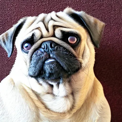 Prompt: a pug with a third eye