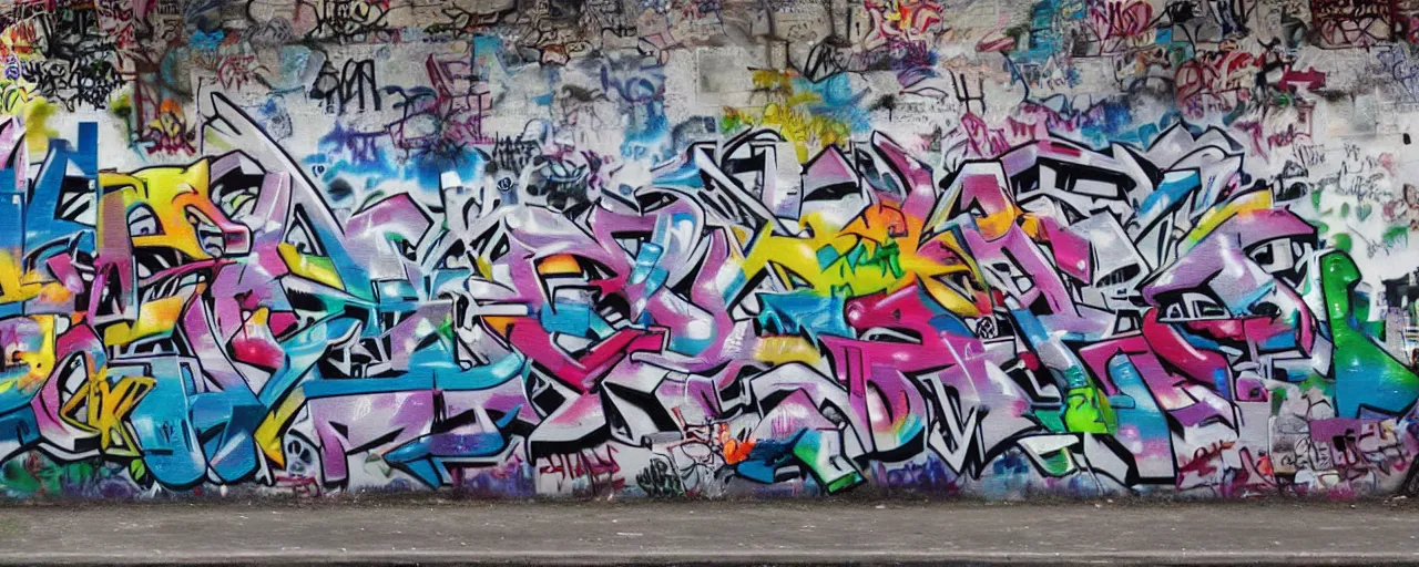 Image similar to a wall with lot of graffiti