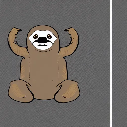 Image similar to professional digital art logo of a sloth, no background or textures, two tone colors only.