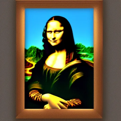 Image similar to mona lisa made in minecraft