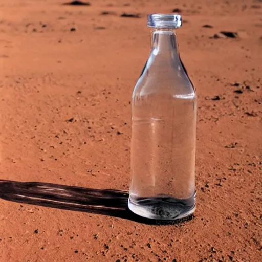 Image similar to symmetrical photo of bottle standing on mars