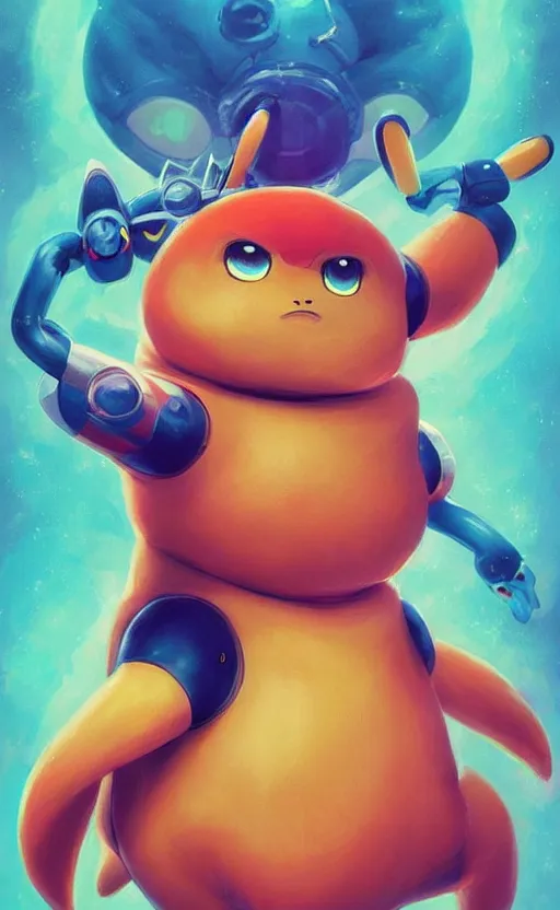 Image similar to lofi BioPunk Pokemon Pikachu portrait Pixar style by Tristan Eaton_Stanley Artgerm and Tom Bagshaw,