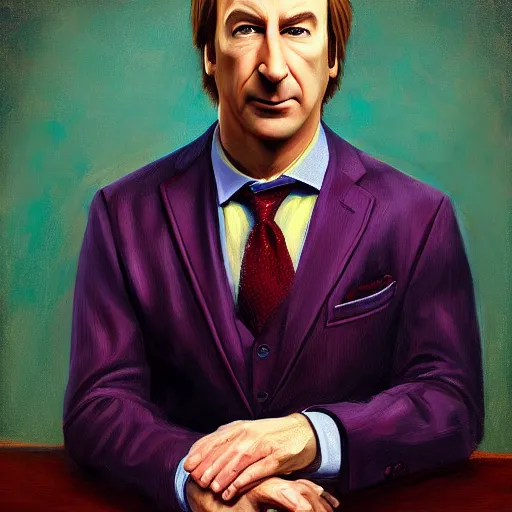 Prompt: a detailed portrait of bob odenkirk as saul goodman painted by raphael