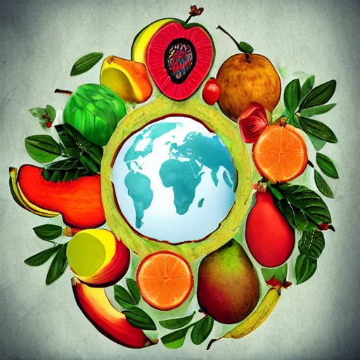 Prompt: fruit of the earth, beautiful stylized earth art