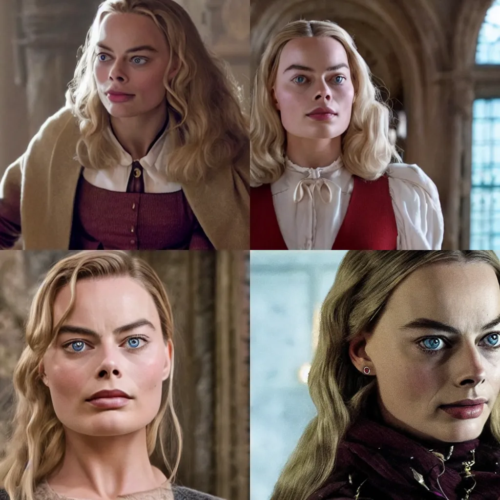 Prompt: « Margot Robbie as hermione in Harry Potter »
