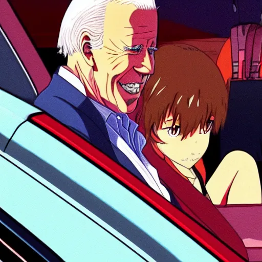 Image similar to biden in redline, anime, car, driver, anime movie