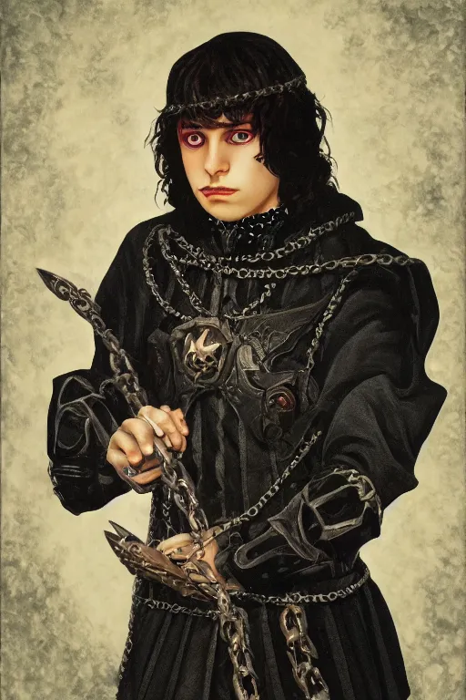 Image similar to portrait of beautiful young gothic man, warhammer, the middle ages, highly detailed, artstation, illustration, art by rene magritte