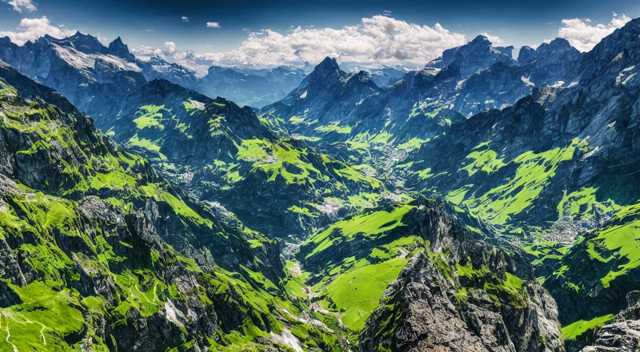 Prompt: majestic mountain landscape of switzerland, high definition, high detail, 8k, photorealistic,