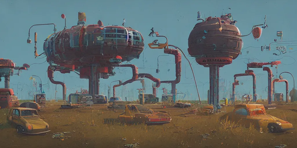 Image similar to a miniature world by simon stalenhag