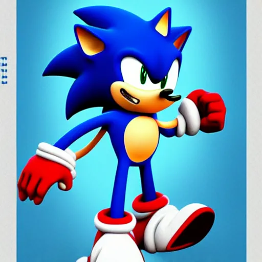 Prompt: sonic the hedgehog wins the lottery, high definition, artstation, futuristic, poster