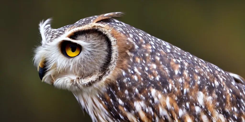 Image similar to scenic photo of an owl catching ancarrot focus on the owl's beak and eye. intricate eye. extremely large spread wings. extreme detail, hyperrealistic photo