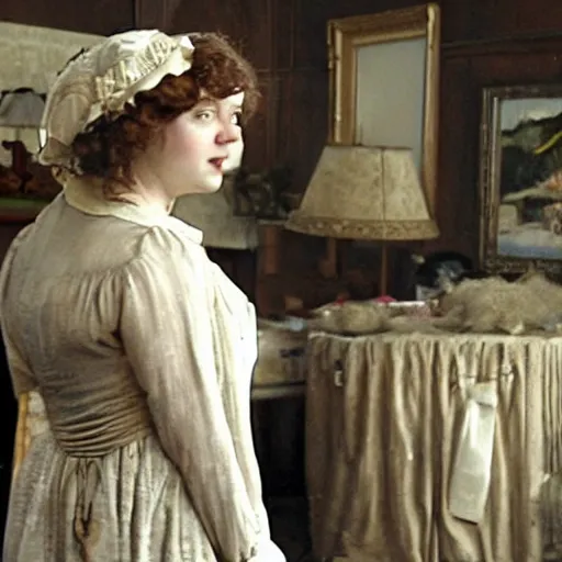 Image similar to scene from a 2 0 1 0 film set in 1 9 1 0 showing a woman