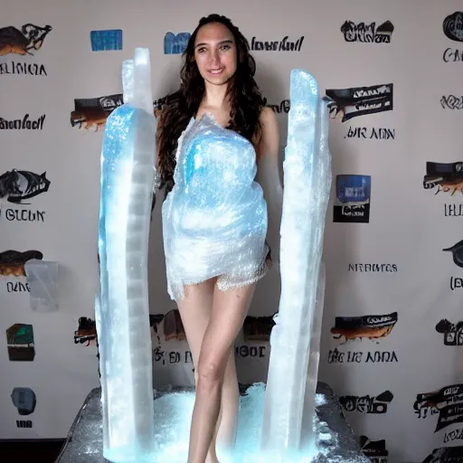 Prompt: portrait of gal gadot as ice sculpture