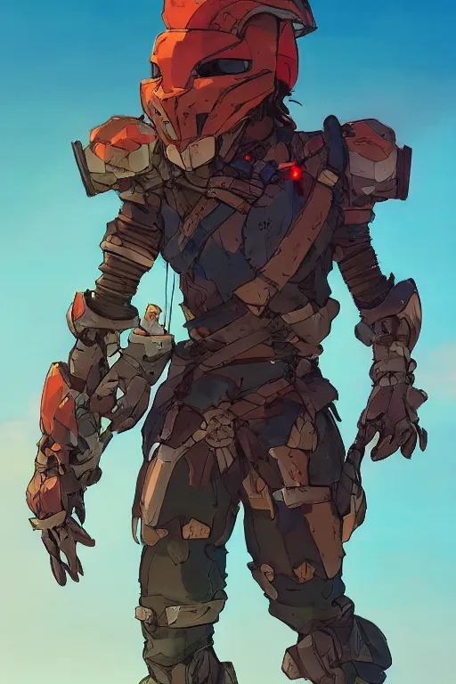 Image similar to combination suit armor aloy horizon forbidden west horizon zero dawn robot ninja mask helmet backpack tribal, art gta 5 comics, official fanart behance hd artstation by jesper ejsing, by rhads, makoto shinkai and lois van baarle, ilya kuvshinov, ossdraws radiating a glowing aura cgi rtx 2 0 2 2