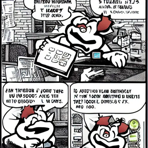 Prompt: bowser filing his taxes